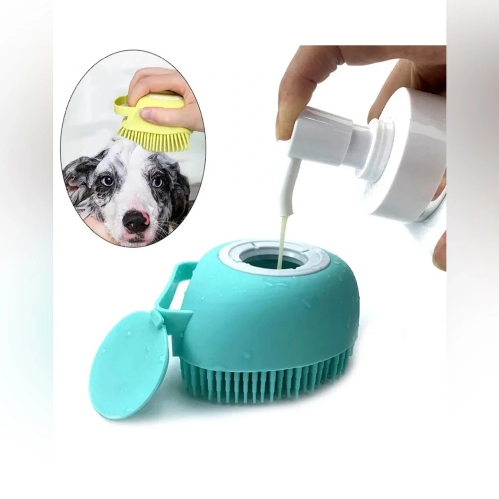 Pet Grooming Bath Massage Brush Shampoo Dispenser